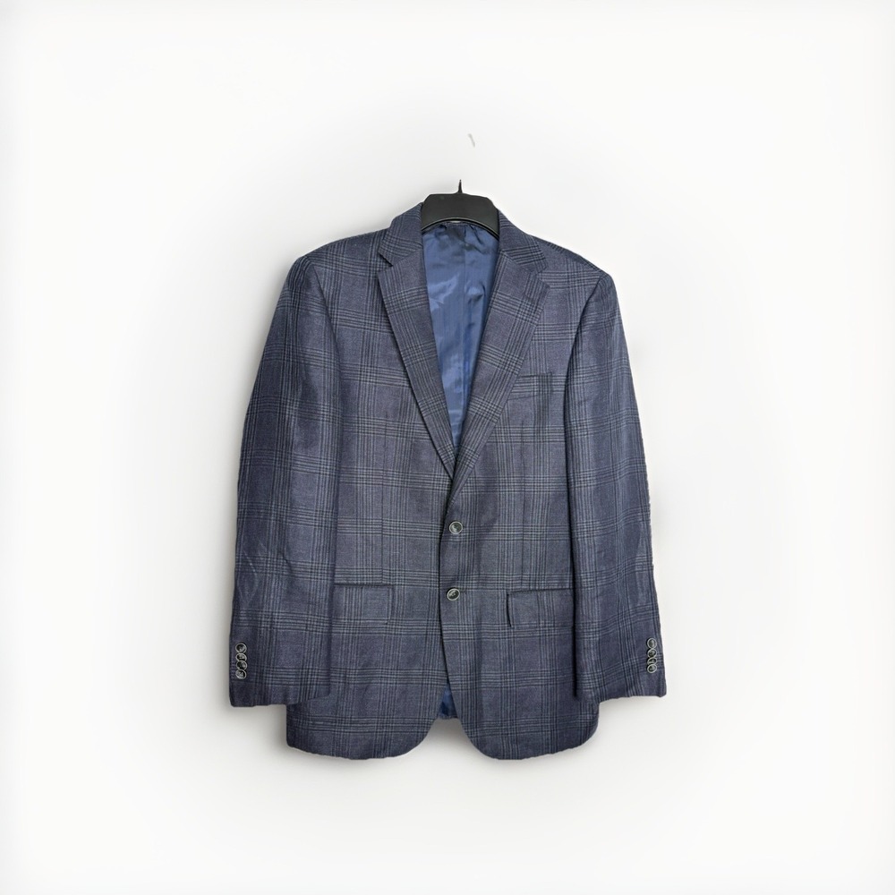 39R REDA Joseph‎ Abboud Blue Plaid Wool Blazer Sport Coat Jacket